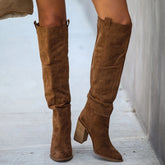 Chunky Heel Large Size High Heel Suede Boots